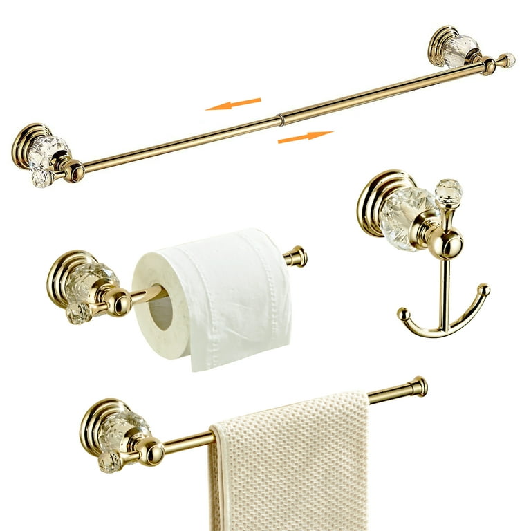 MOGFCT Crystal Bathroom Hardware Set ,Adjustable Towel Rack