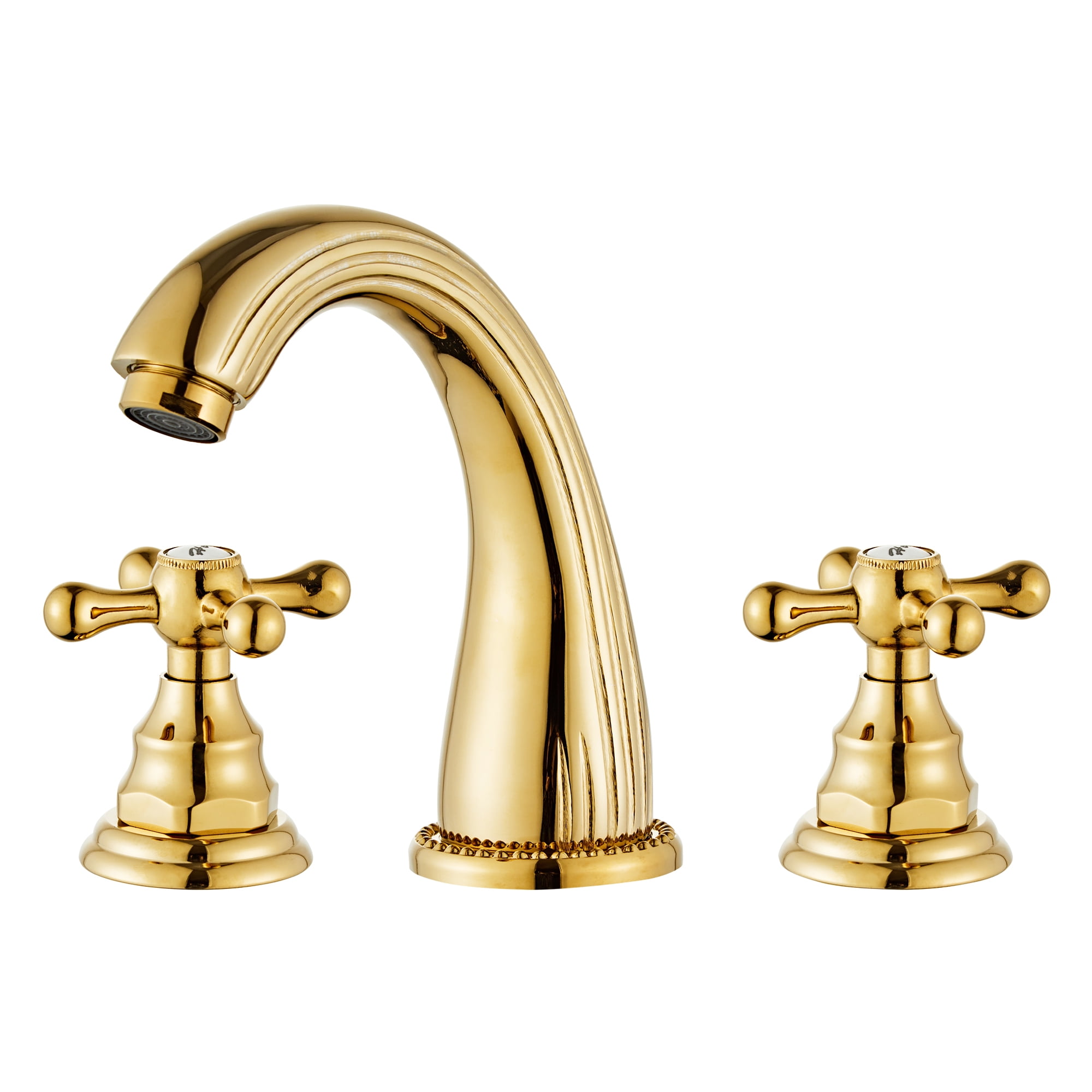 MOGFCT Gold Faucets Bathroom Golden Widespread Faucet Double Cystal
