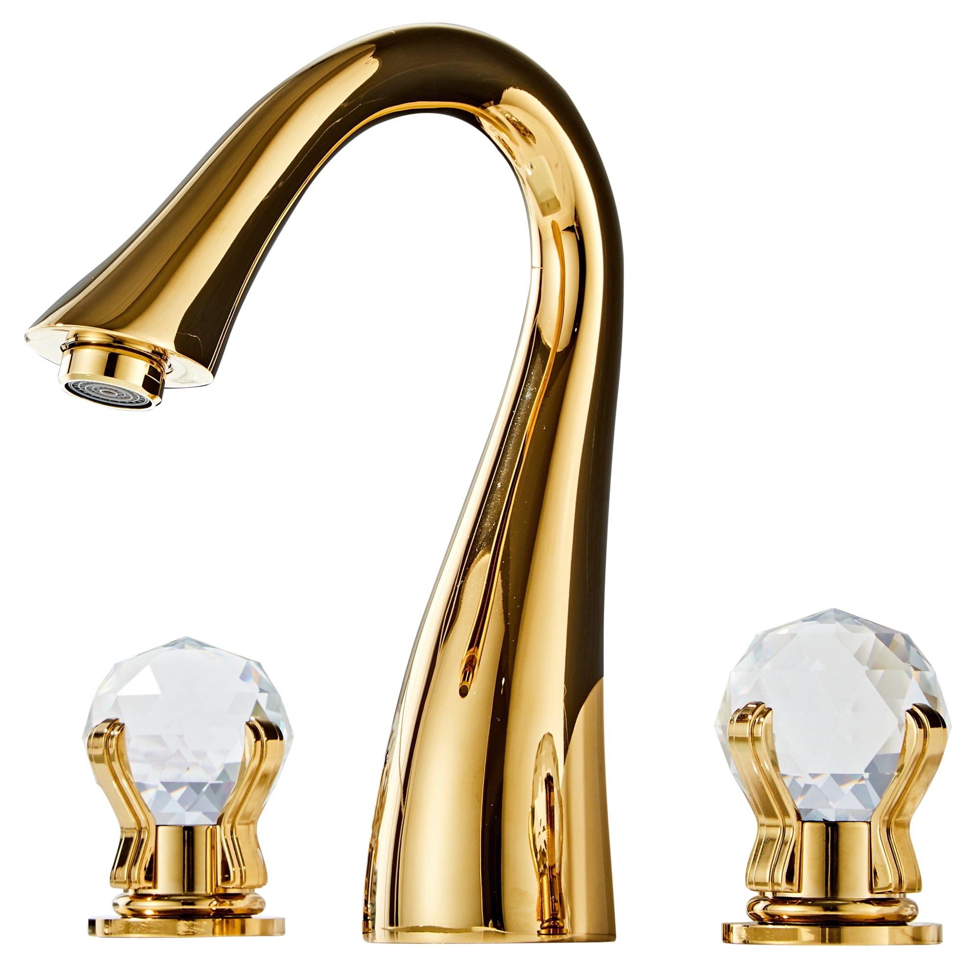 MOGFCT Luxury Brass Gold Faucet Bathroom Golden Faucets Double Crystal