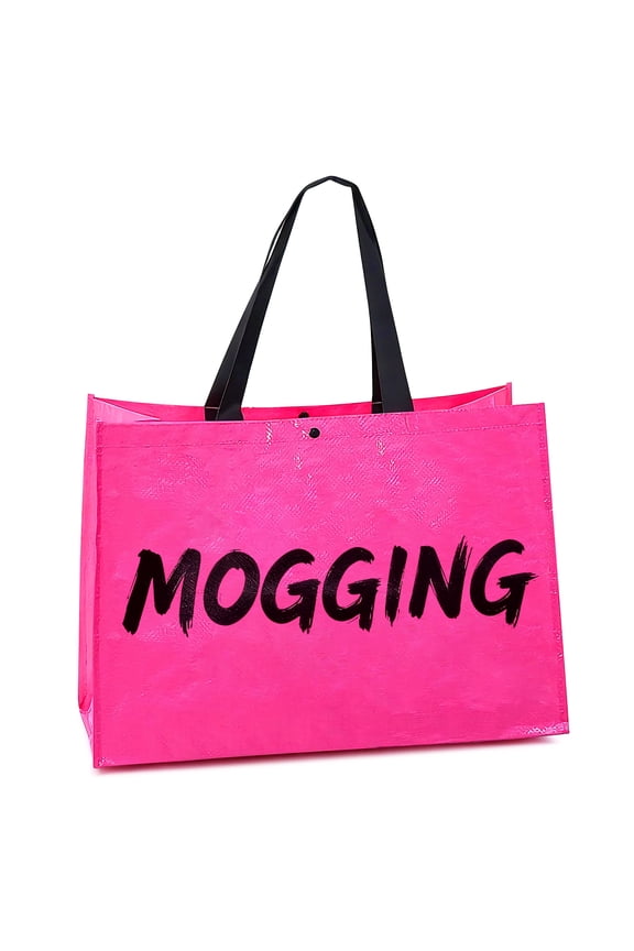 MOGGING Viral Bold Pink Tote Bag - Trending Statement Tote , Everyday Commute Bag, Reusable Shopping Bags, Short trip Bag, Picnic Bag