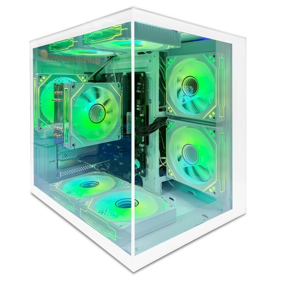 MOGPC White Pre-Built Gaming Desktop PC, AMD Ryzen 5 5600GT, Radeon Graphics, 512GB SSD, 16GB RAM