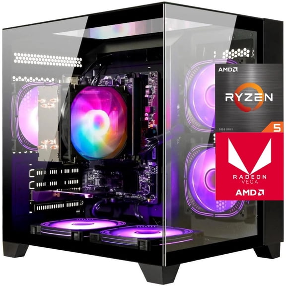Pre-Built Gaming Desktop PC, AMD Ryzen 5 5600GT, Radeon Graphics, 1TB SSD, 16GB, Windows 11 Ho'me