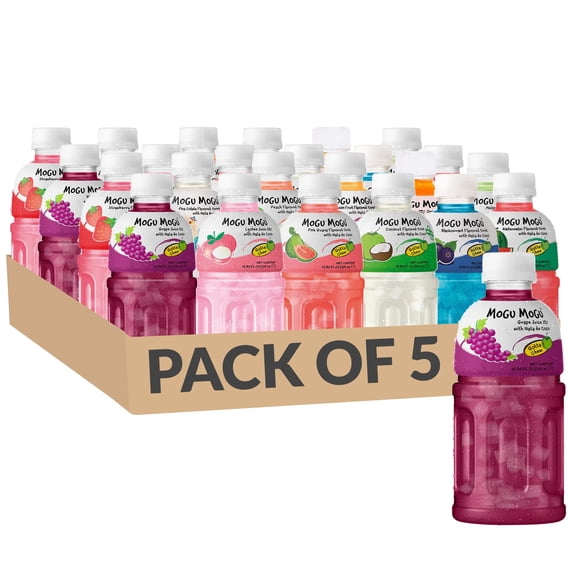 MOGU MOGU Real Fruit Juice with Nata De Coco 320ml | Random Flavours Selected (5 Bottles (Any Random))