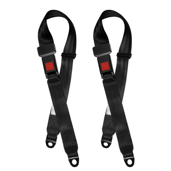 MOHEEN Universal Lap Seat Belt 2 Point Adjustable Safety Seat Belt for Go Kart, Club Golf Cart, 2 Pack in Black,48 Inch