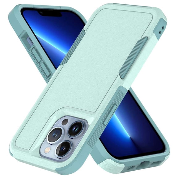 MOHEYO Shockproof Case Protective Heavy Duty Dual Layer Cover Compatible with Apple iPhone 14 Pro - Seafoam Blue