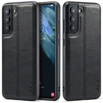 MOHEYO Slim Vegan Leather Cover Thin Luxury Classic Case for Samsung Galaxy S21 FE 5G - Black