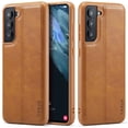 thumbnail image 1 of MOHEYO Slim Vegan Leather Cover Thin Luxury Classic Case for Samsung Galaxy S21 FE 5G - Brown, 1 of 6