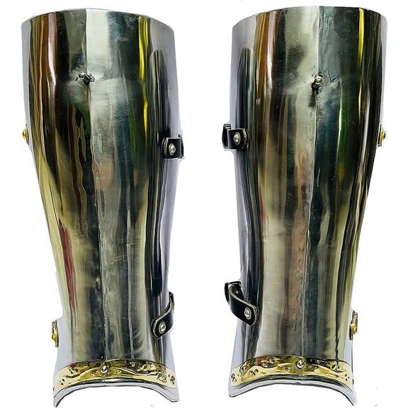 MOHNGMA Medieval Steel Greaves LARP Cosplay Armor