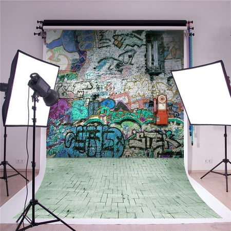 MOHome 5x7ft Graffiti Photography Backgrounds Colorful Brick Wall Backdrop Photo for Hip-pop Party Backdrops