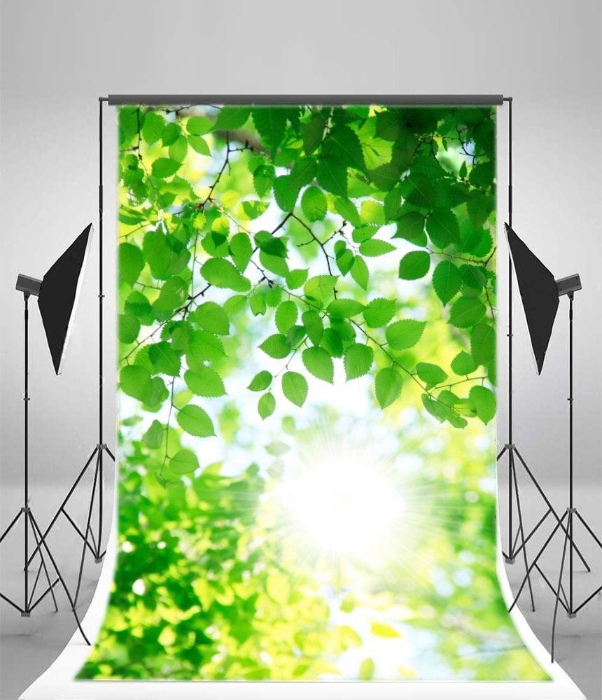 MOHome 5x7ft Spring Backdrop Green Leaves Sunshine Bokeh Sparkle ...