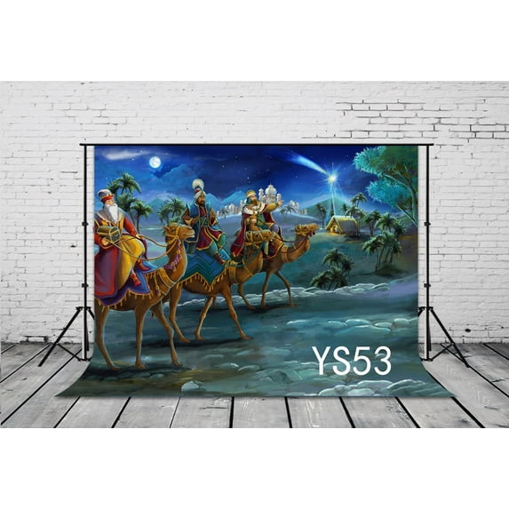 MOHome 7x5ft Christmas Photography Backdrops Three Wise Men Photo Studio Background Props