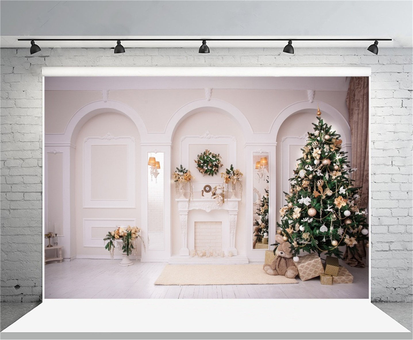 MOHome 7x5ft Christmas Tree Backdrop Xmas Wreath Photography Background ...