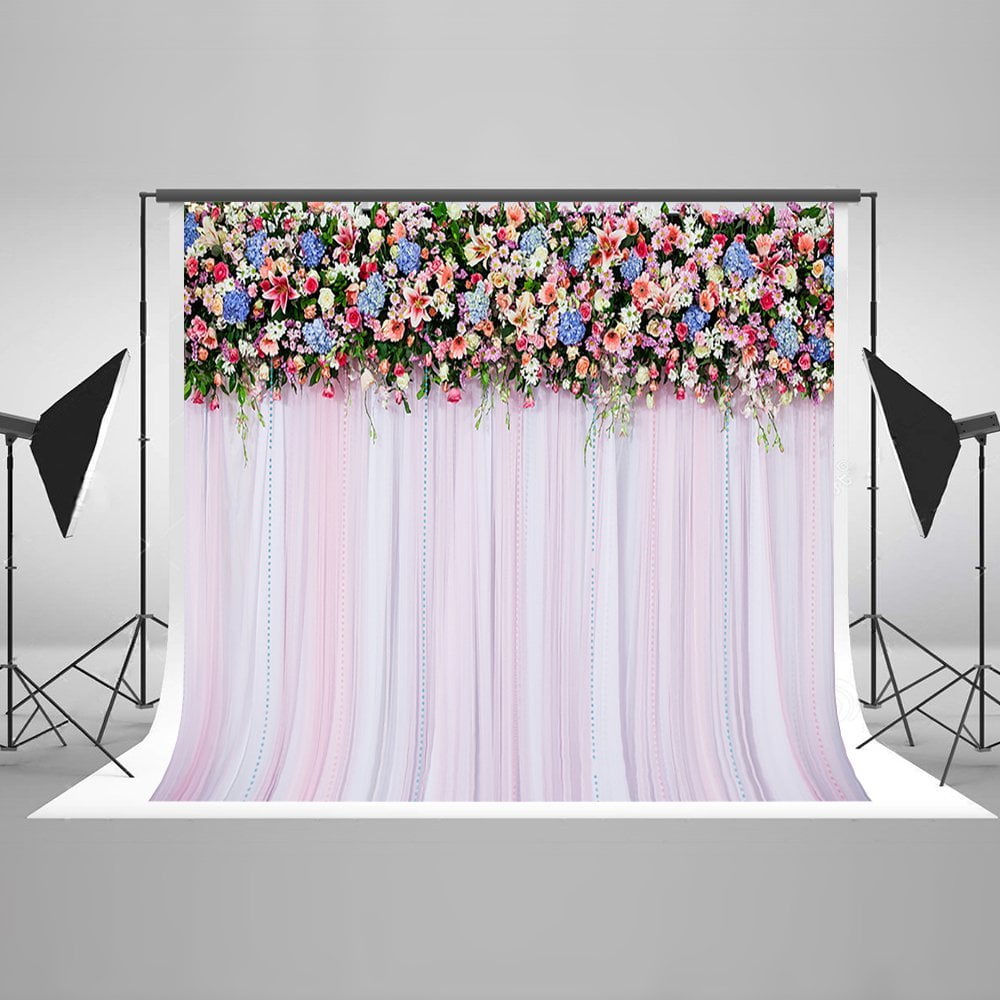 MOHome 7x5ft Colorful Flower Wedding Festive Pink Backdrop Party ...