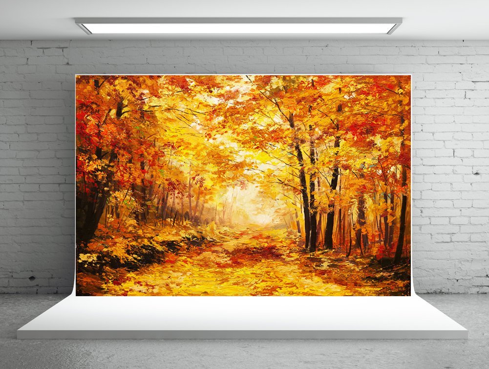MOHome 7x5ft Gold Autumn Photography Backdrops Maple Trees Forest Photo ...