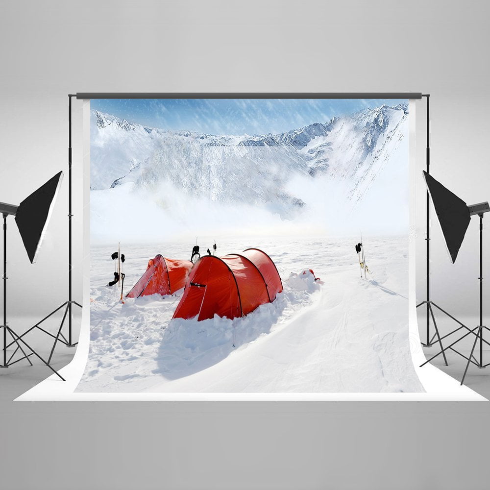 MOHome 7x5ft Outdoor Winter Camping Photography Background Snow