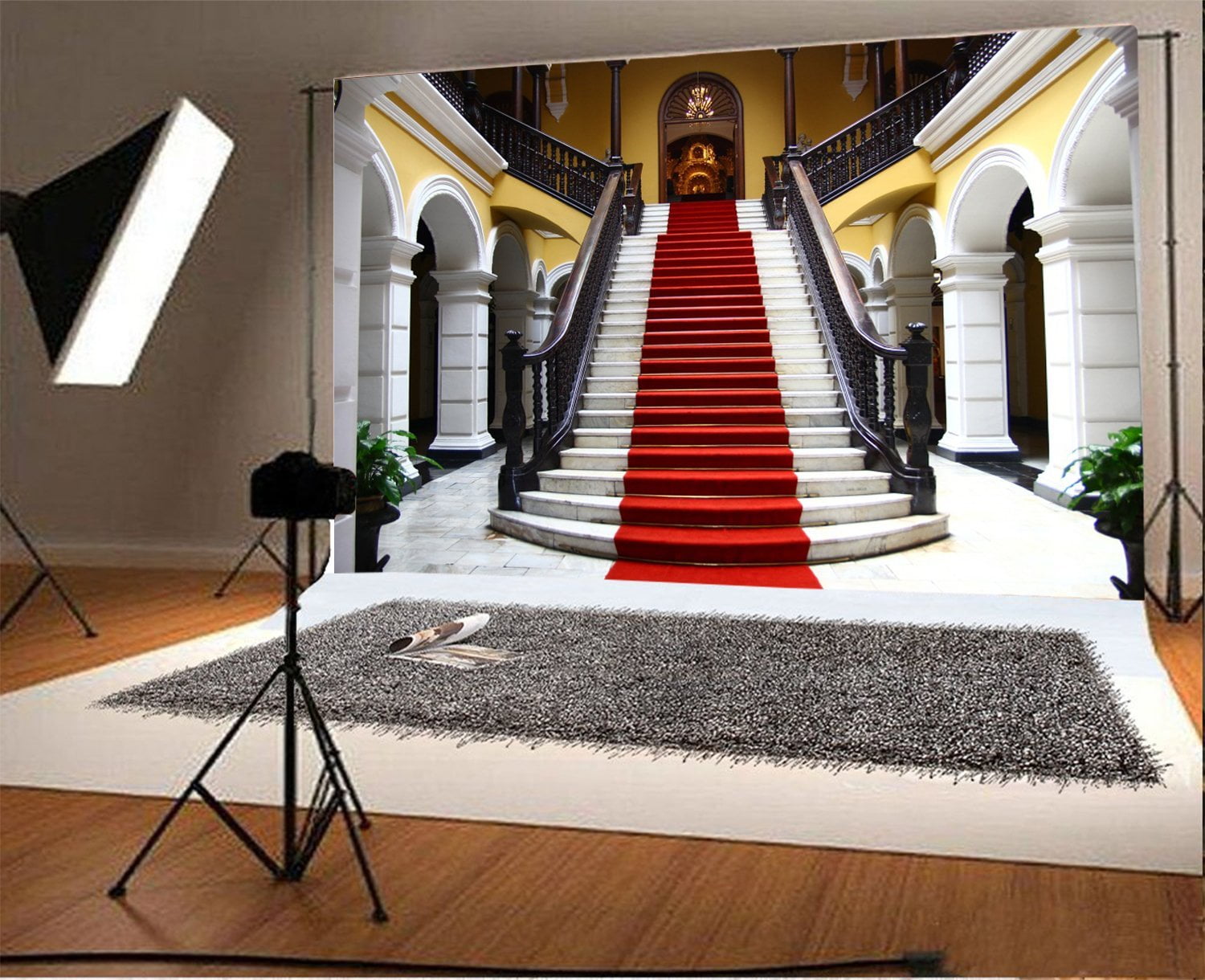 Mohome 7x5ft Photography Backdrop Interior Luxury Palace Elegant Stair