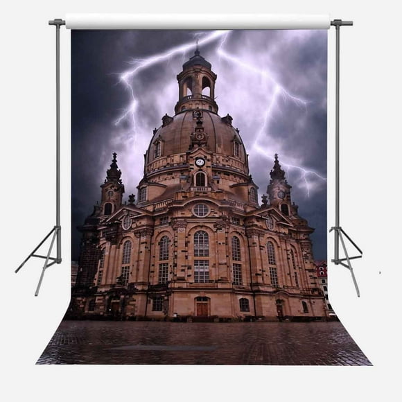 MOHome Ancient Castle Photography Backdrop Photo Props 5x7ft the Building Under Lightning Background