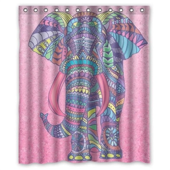 MOHome Aztec Elephant Drawing Design Shower Curtain Waterproof Polyester Fabric Shower Curtain Size 60x72 inches