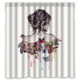 thumbnail image 1 of MOHome Beauty Girl With Butterfly Art Design Shower Curtain Waterproof Polyester Fabric Shower Curtain Size 66x72 inches, 1 of 2