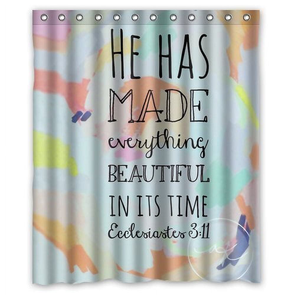 MOHome Bible Verse Shower Curtain Waterproof Polyester Fabric Shower