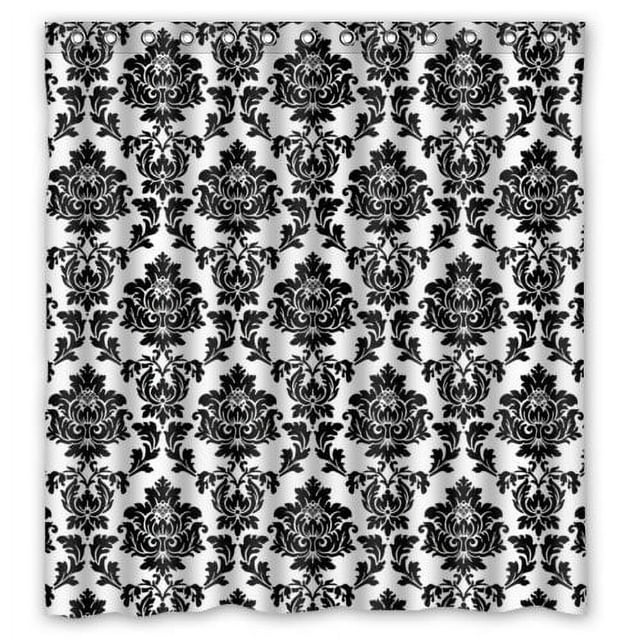 MOHome Black and White Damask Shower Curtain Waterproof Polyester