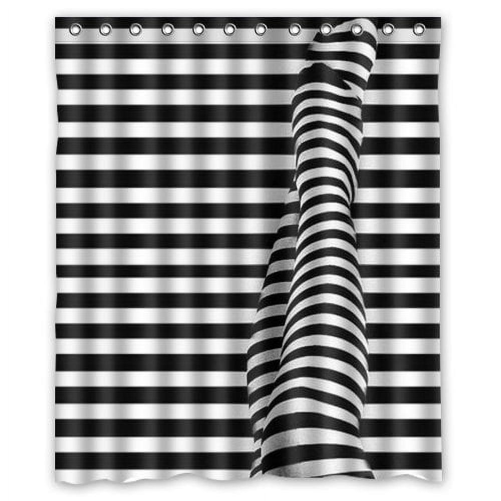 MOHome Black and white horizontal stripes Shower Curtain Waterproof