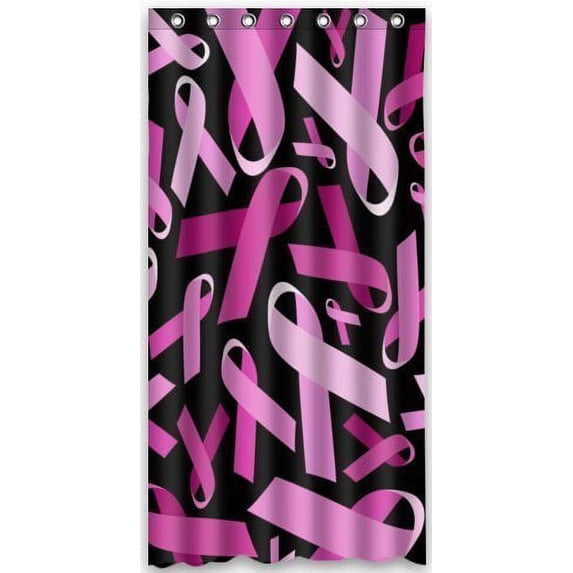 MOHome Breast Cancer Awareness Pink Ribbon Shower Curtain Waterproof Polyester Fabric Shower Curtain Size 36x72 inches
