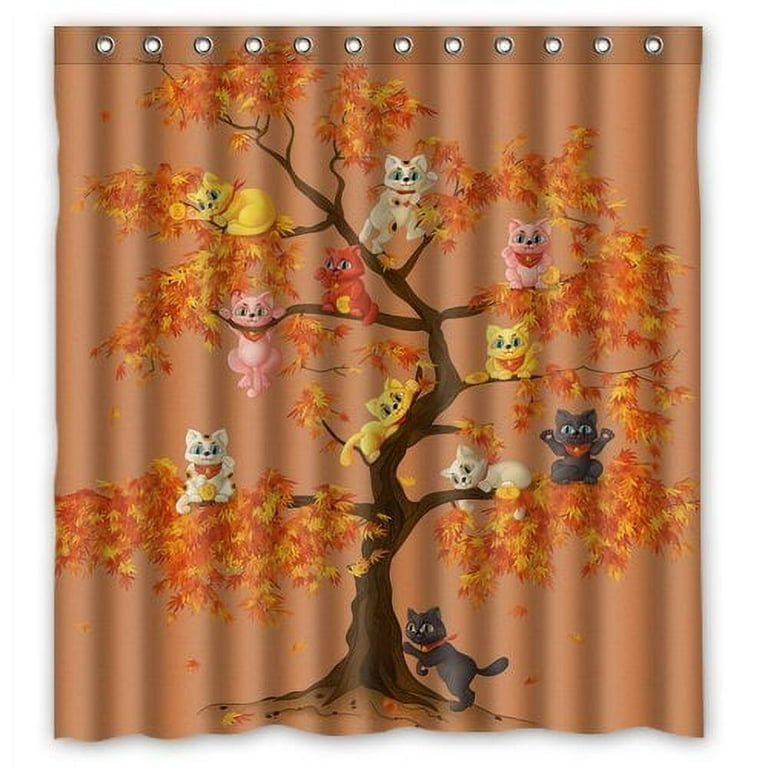 Lucky cat shower curtain hotsell