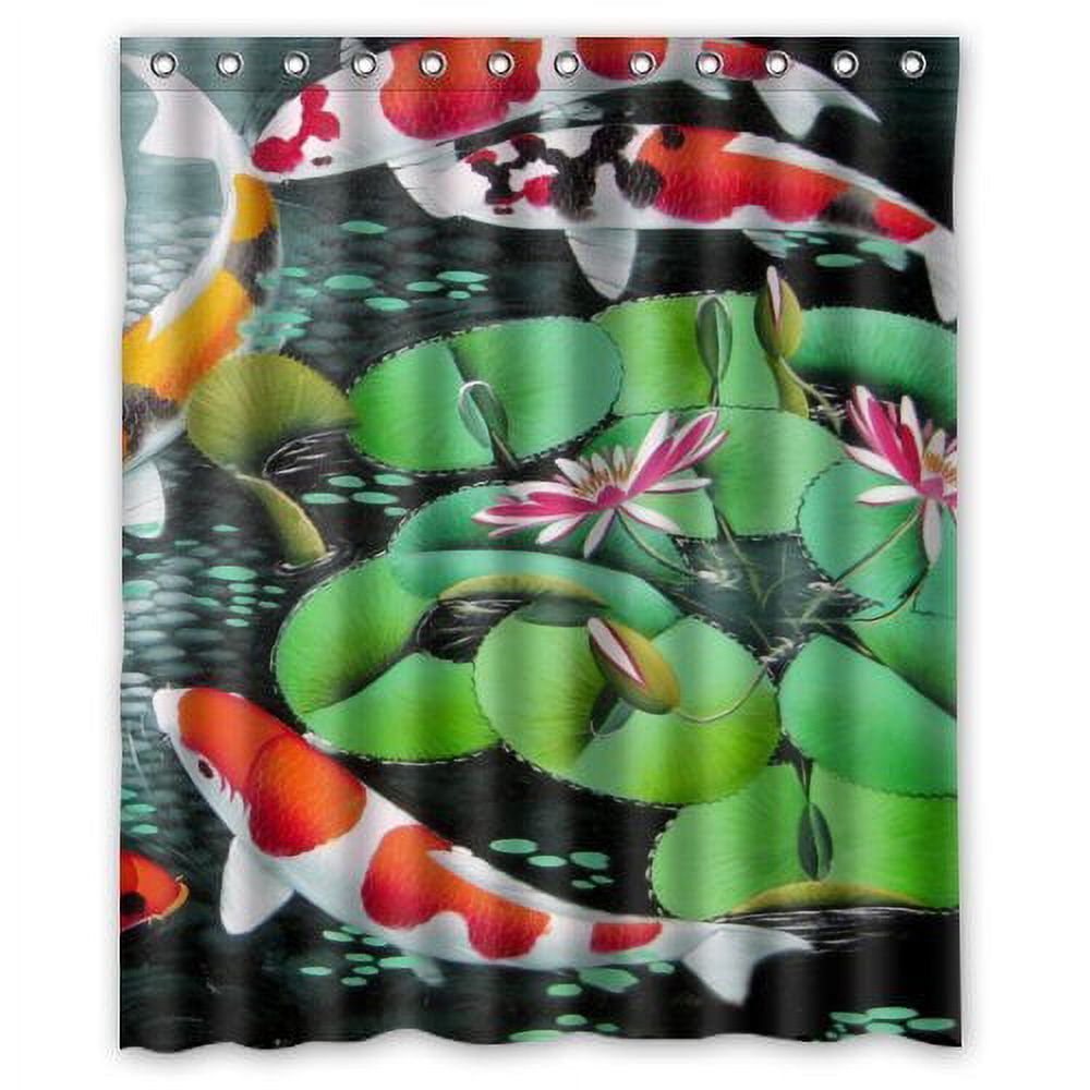 MOHome Japanese Koi Fish Shower Curtain Waterproof Polyester Fabric