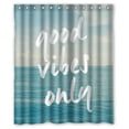 thumbnail image 1 of MOHome Light Blue Sea Art With Good Vibes Only Quotes Design Shower Curtain Waterproof Polyester Fabric Shower Curtain Size 60x72 inches, 1 of 2