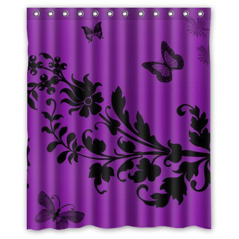 MOHome Purple Butterflies Shower Curtain Waterproof Polyester Fabric