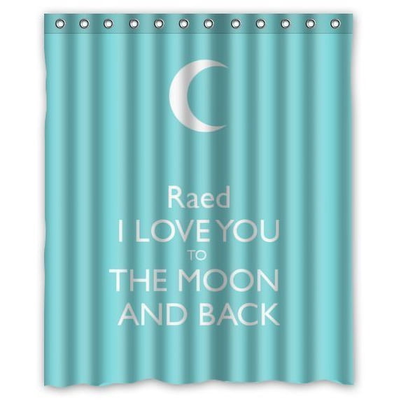 MOHome Saying Quotes: I Love You to the Moon and Back Shower Curtain Waterproof Polyester Fabric Shower Curtain Size 60x72 inches