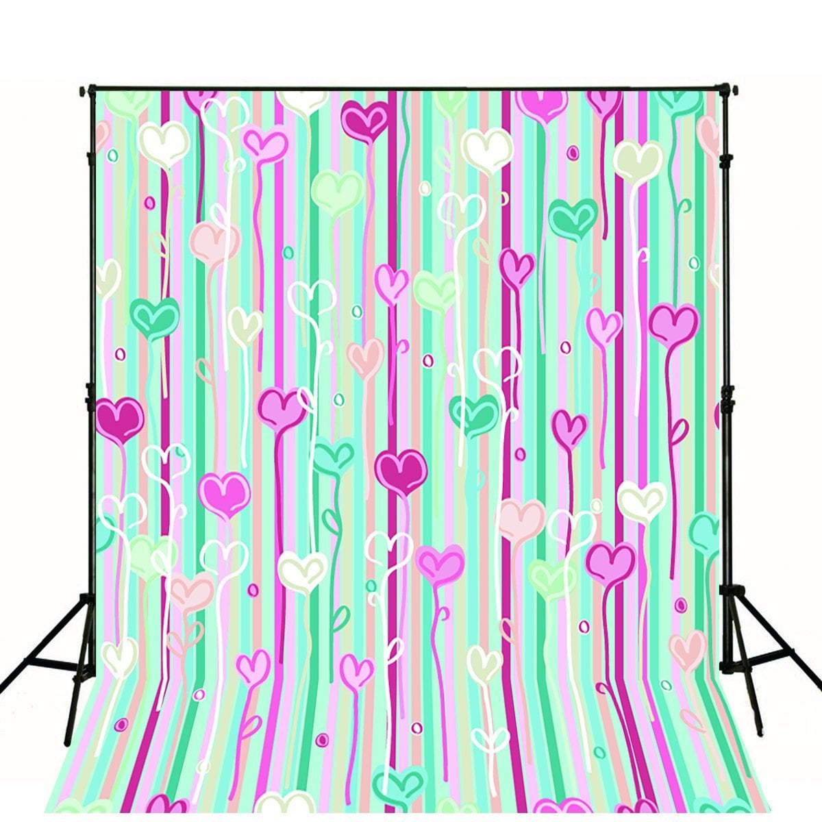 Pink Heart Photo Backdrop Valentine's Day Decorations White Wood Floor Loveheart Balloons Photography Background Birthday Baby Shower Party Selfile W