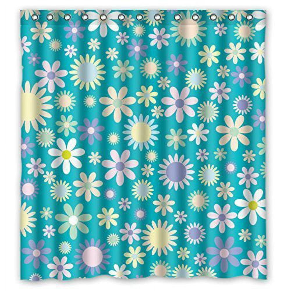 MOHome Teal Shower Curtain Waterproof Polyester Fabric Shower Curtain Size 66x72 inches ...