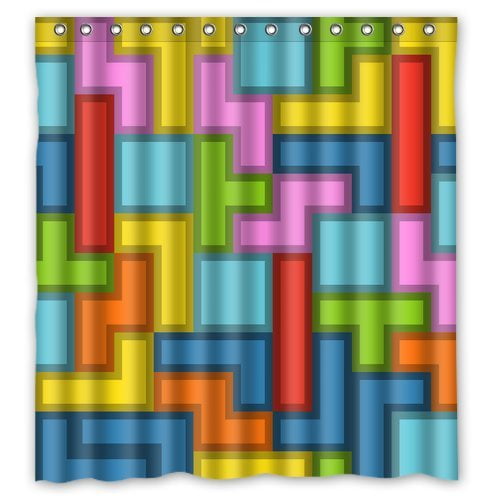MOHome Tetris Shower Curtain Waterproof Polyester Fabric Shower Curtain Size 66x72 inches