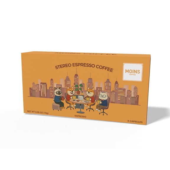 MOINS Instant Espresso Coffee Pods - Freeze-Dried Cold Brew (Yellow Box, 8 Count)