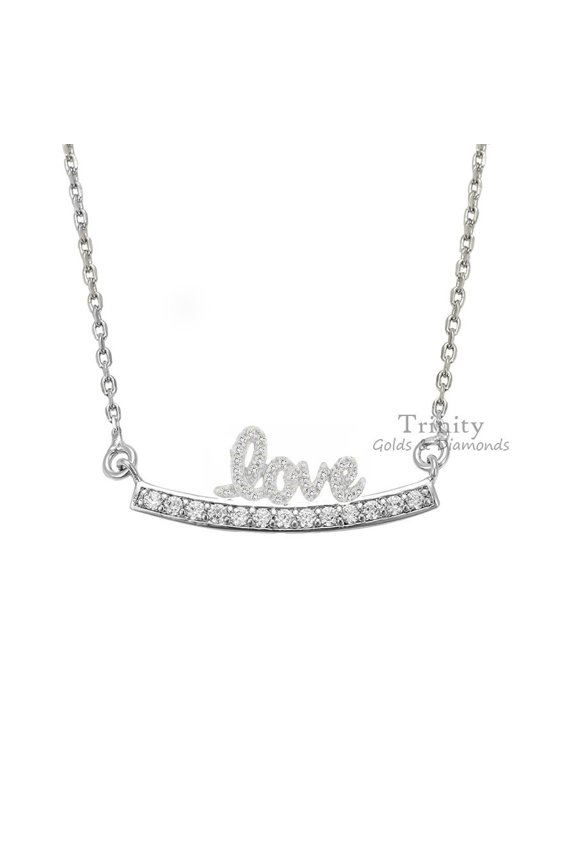MOISSANITE CURVE NECKLACE, Moissanite Love Name Necklace, Bar Diamond Necklace, Valentine's Day Pendant Gift, Love Name Pendant Necklace