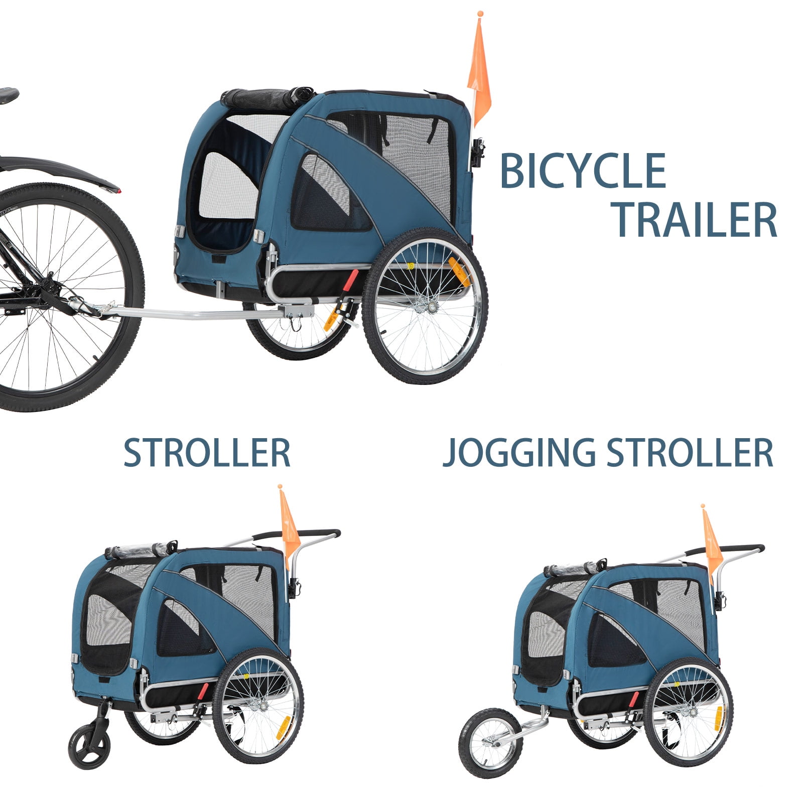 MOJAY 3in1 Dog Bicycle Trailer, Dog Stroller, and Dog Jogging