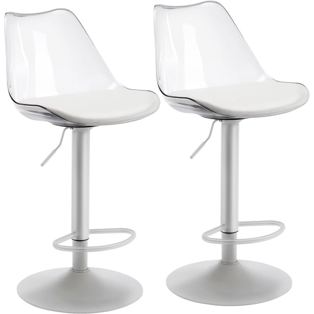 MOJAY Clear Bar Stools Set of 2, Counter Height Adjustable Swivel ...
