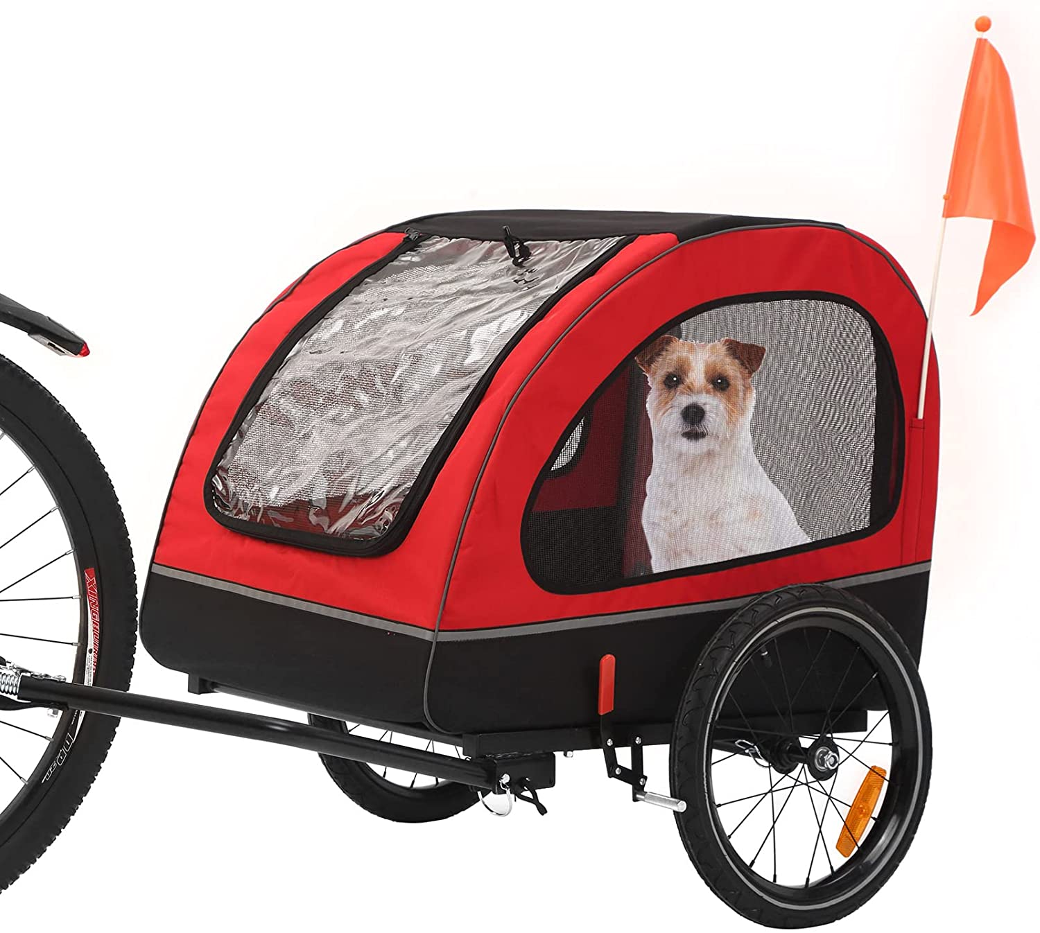 MOJAY Dog Bike Trailer for Small and Medium Pets Under 88 lbs, Red