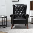 thumbnail image 1 of MOJAY Mid-Century Wood Solid Print Nailhead Trim Accent Chair, Black, 1 of 11
