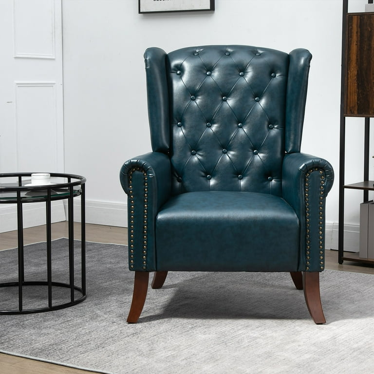 MOJAY Mid Century Modern PU Leather Accent Chair Living Room