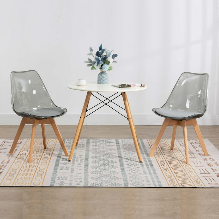 Mojay Mid Century Modern Plastic Dining Chairs in Clear Set of 2 Gray Size One Size