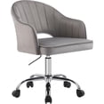 thumbnail image 1 of MOJAY Modern Vanity Chair with Wheels, Mid-Back Cutout Velvet Home Office Chair, Swivel Height-Adjustable Soft Seat Cute Desk Chair with Arm Support ( Grey), 1 of 8