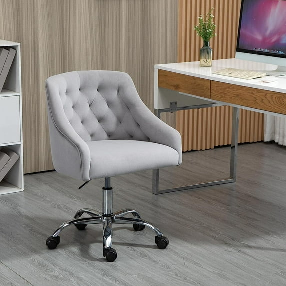 MOJAY Modern Velvet Office Chair with Swivel Function and Adjustable Height, Gray