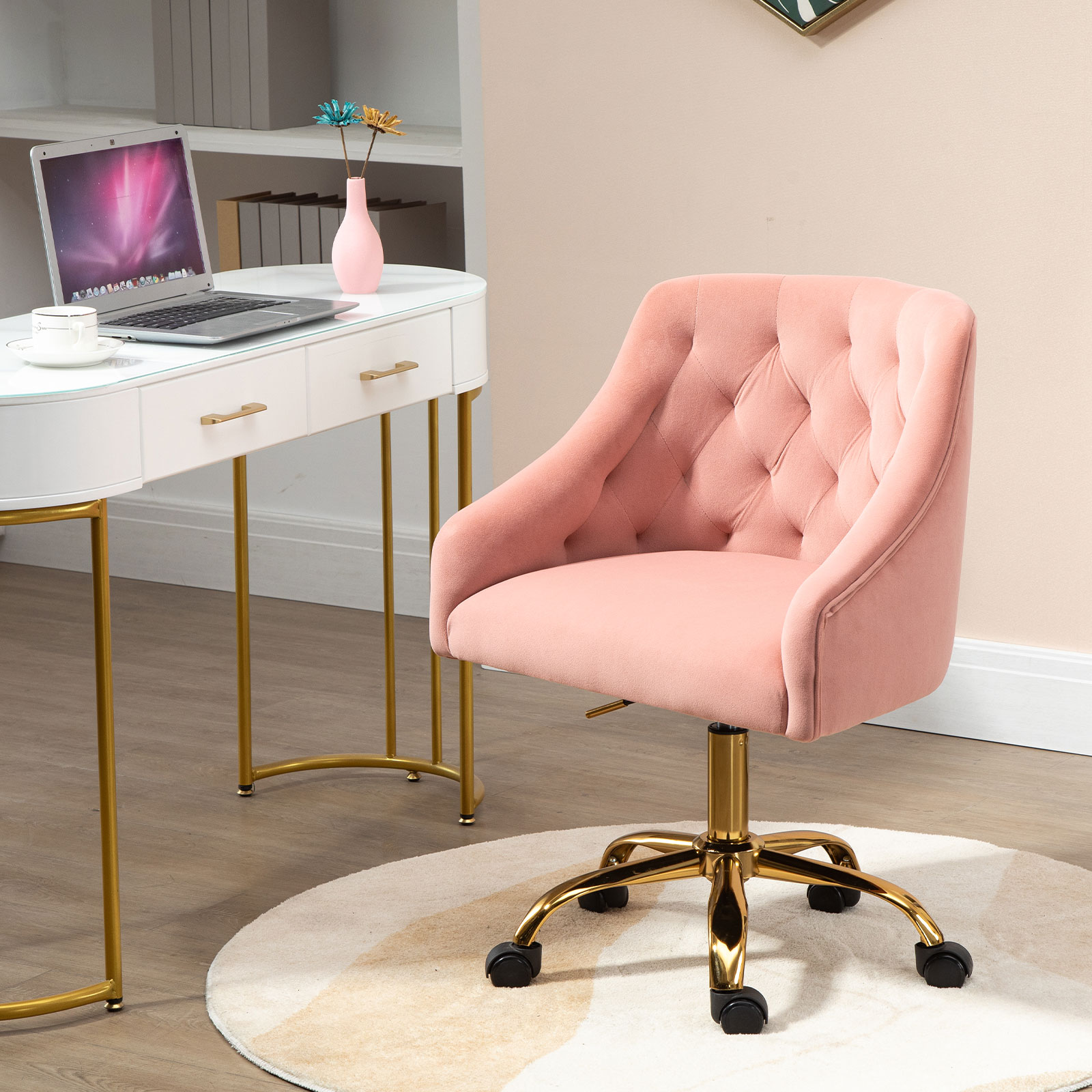 Elle Decor Ophelia Fabric Mid-Back Office Chair with Swivel, 250 lb ...