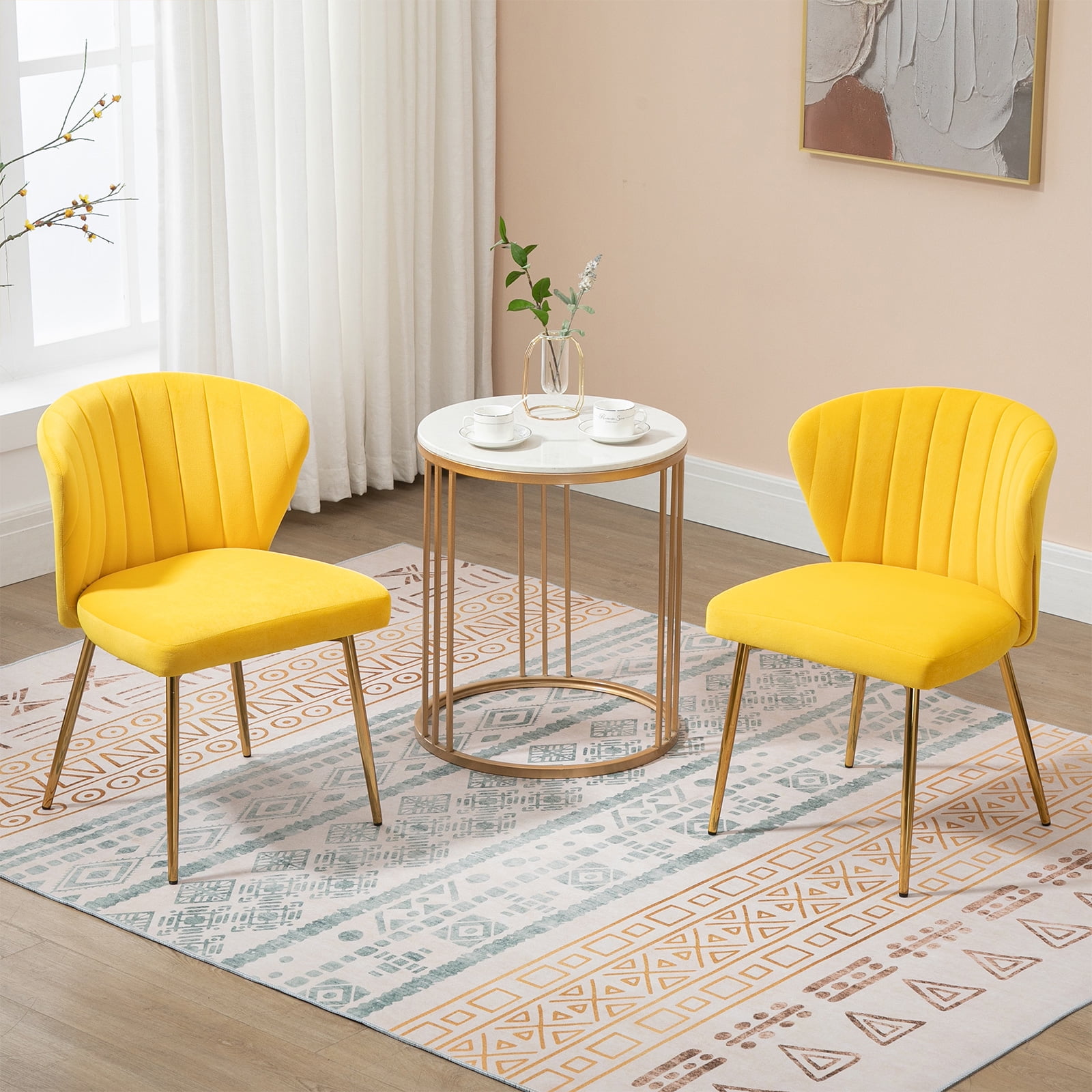 MOJAY Modern Velvet Upholstered Dining Chair with Deep