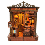 MOJINO Mini Book Nook Kit for Adults, DIY Miniature House Kit with LED Light, Christmas Gifts for Beginner