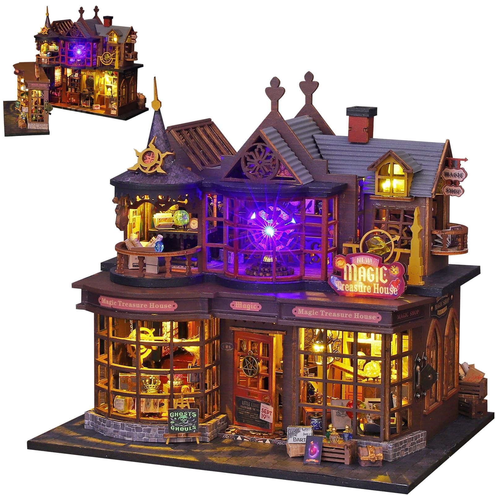 MOJINO Book Nook Kits for Adults, DIY Miniature House Kit 3D Puzzle Doll House Bookends, Creative Tiny House Book Nook Bookshelf Decor, Valentine's Gift Weddings Decor