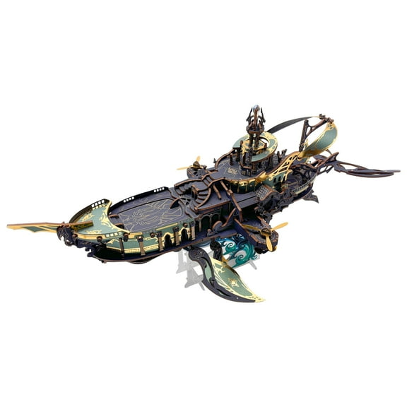 DIY 3D Wooden Puzzle Whale Spaceship,MOJINO Miniature Wooden Dollhouse Model for Adults to Build,Gifts for Family Friends - Whale Ark of The Universe